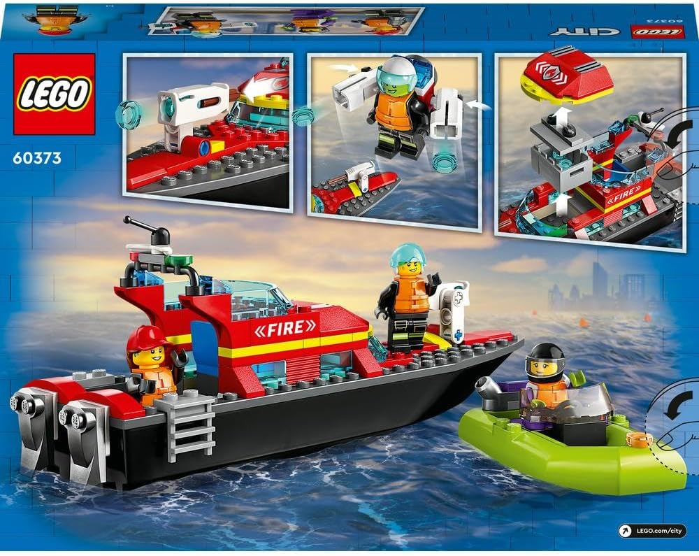 LEGO City Fire Rescue Boat 60373 Building Blocks Toy Set; Toys for Boys, Girls, and Kids (144 Pieces)
