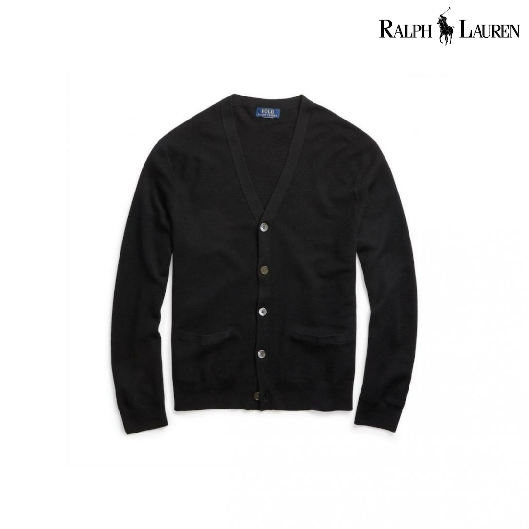 Polo Ralph Lauren Mens Cotton V-Neck Cardigan Black