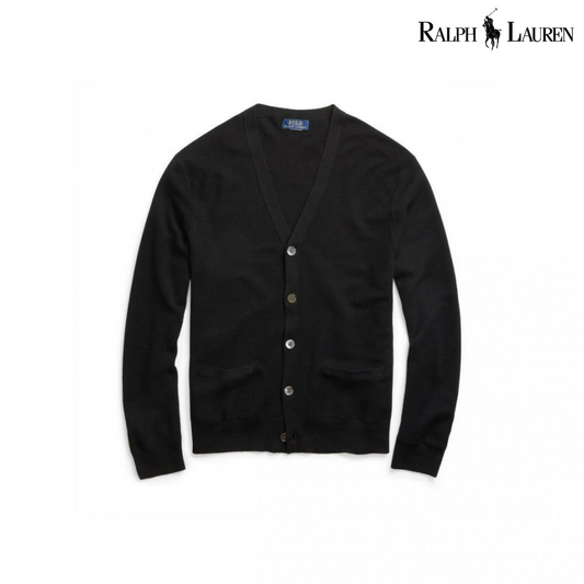 Polo Ralph Lauren Mens Cotton V-Neck Cardigan Black
