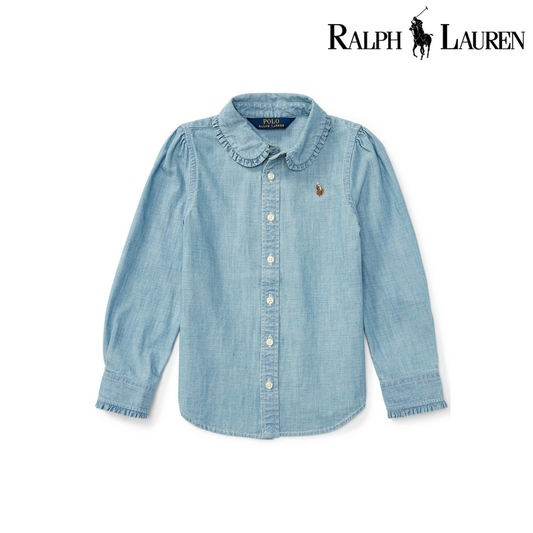 Polo Ralph Lauren Girls Long Sleeve Chambray Shirt (3/3T) Light Blue