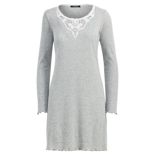 Polo Ralph Lauren Lace Neck Sleep Shirt Gray Extra Small (XS)