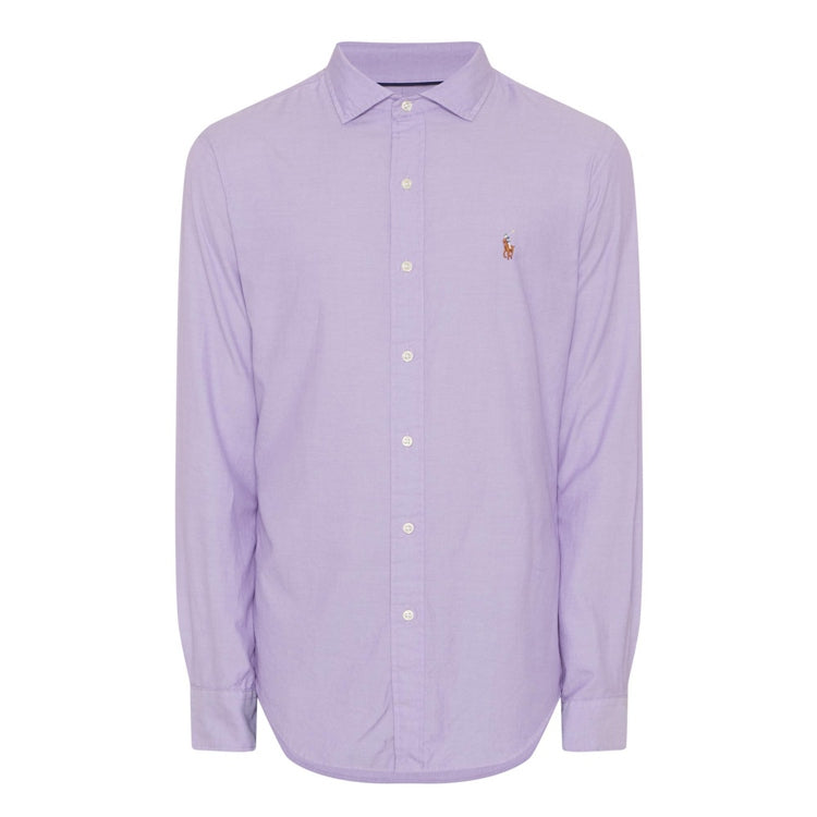 Polo Ralph Lauren Mens Slim Fit Cotton Oxford Shirt Lavender/White (XL)