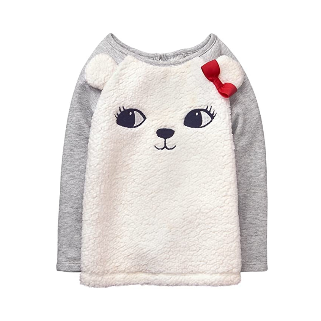 Gymboree Girls Toddler Polar Bear Fuzzy Pullover (3T)