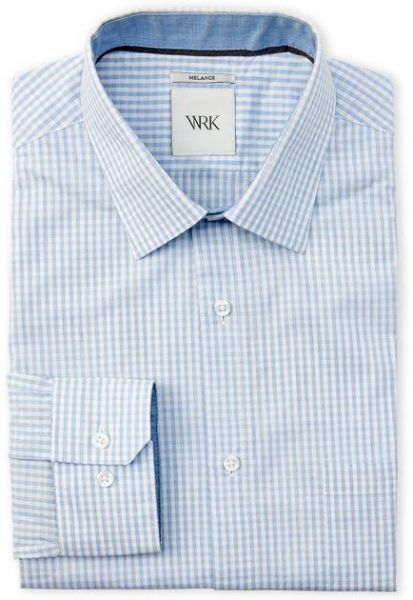 WRK Blue & White Shirt Neck Shirts