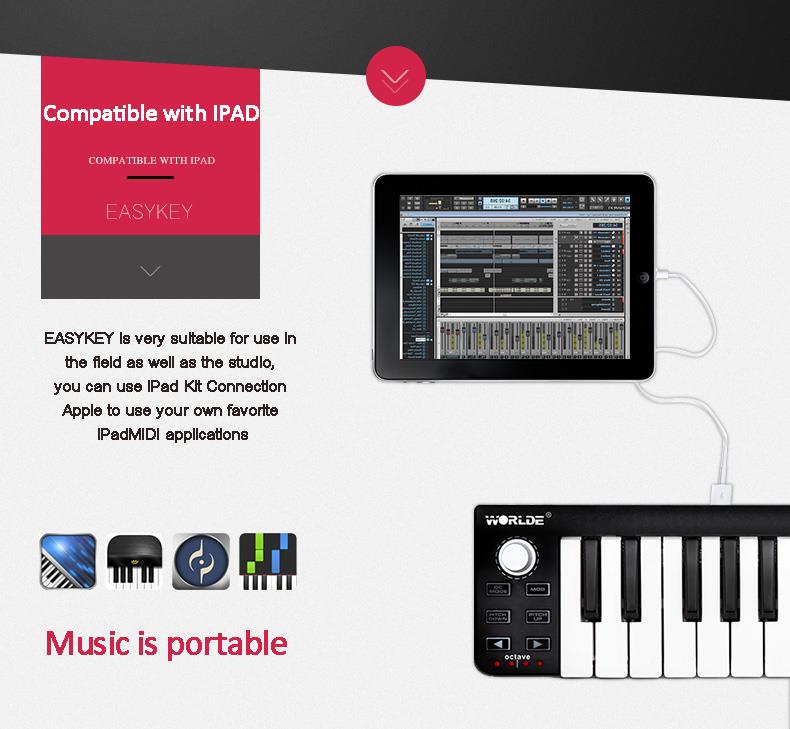 Worlde EasyKey.25 Key Portable USB MIDI Keyboard Controller
