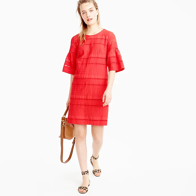 J.Crew Women's Flutter Sleeve Eyelet Shift Dress Extra Small (XS)